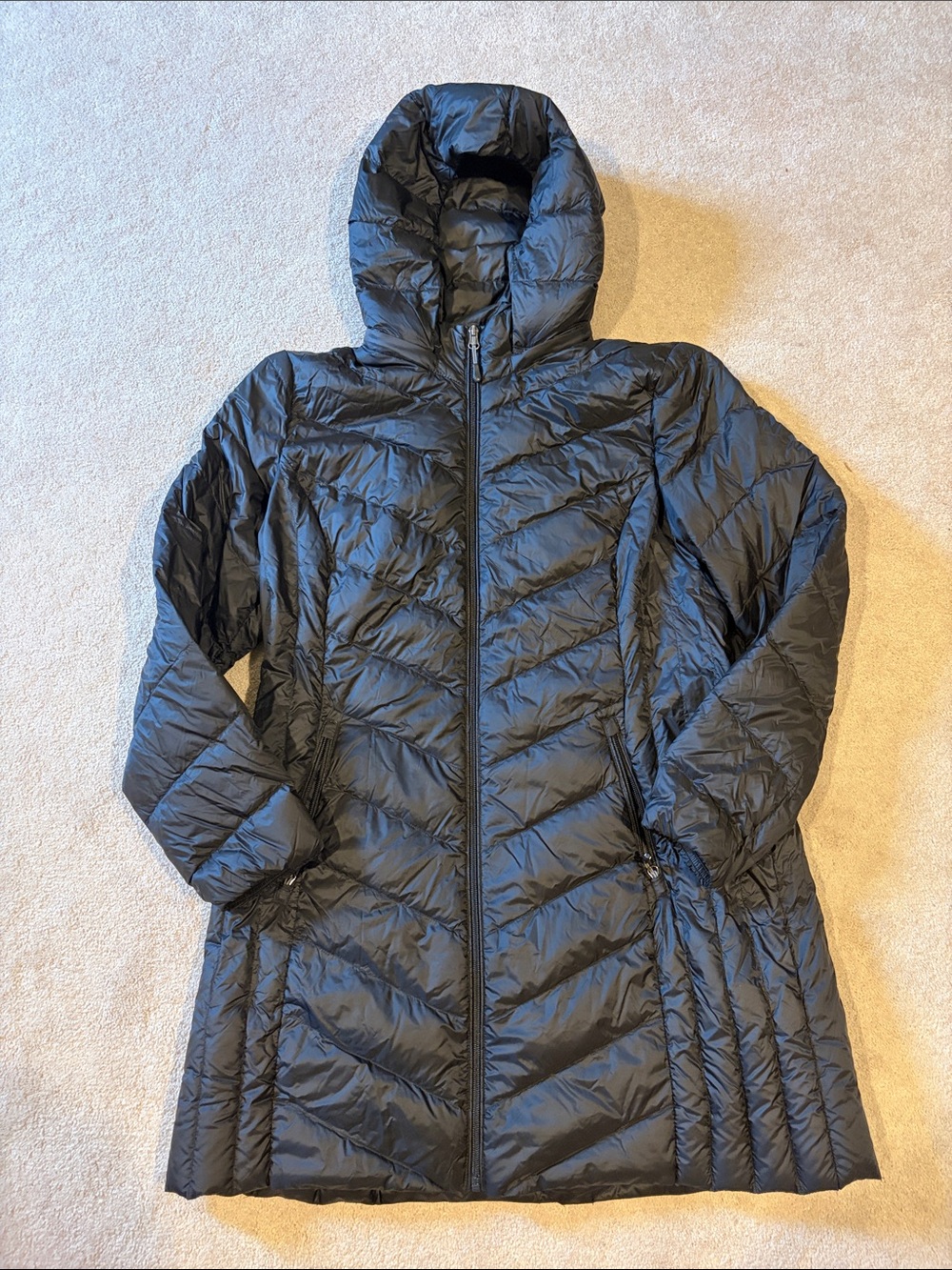 32 Degrees XL back hooded quilted long puffer coat